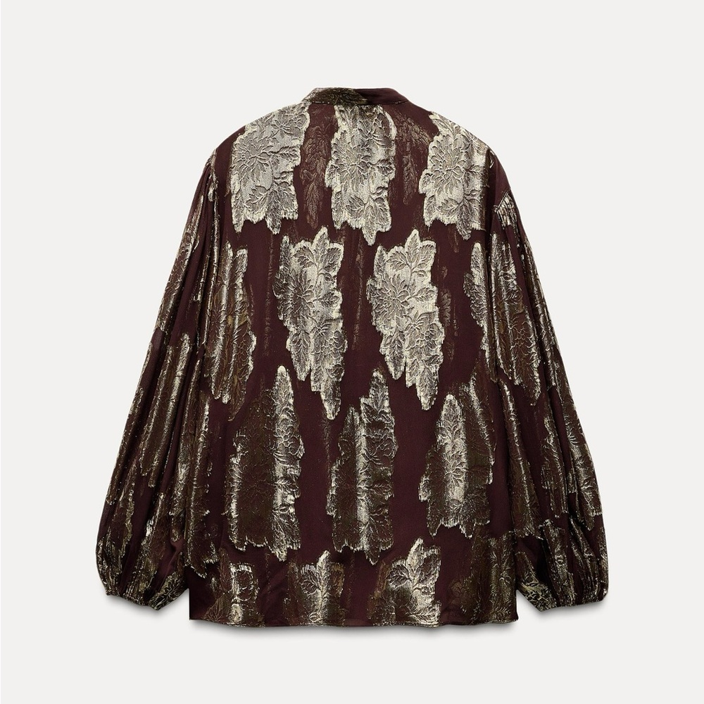 Zara NWT XS voluminous boho gold accent blouse SOLD OUT